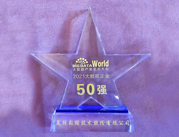 美林数据2021中国大数据企业50强奖杯
