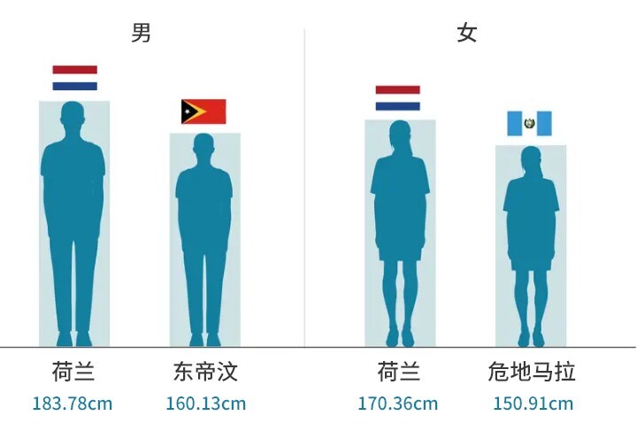 中国男女平均身高变化
