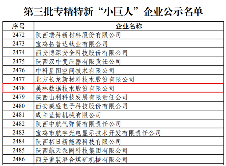 美林数据喜提国家级专精特新“小巨人”企业称号